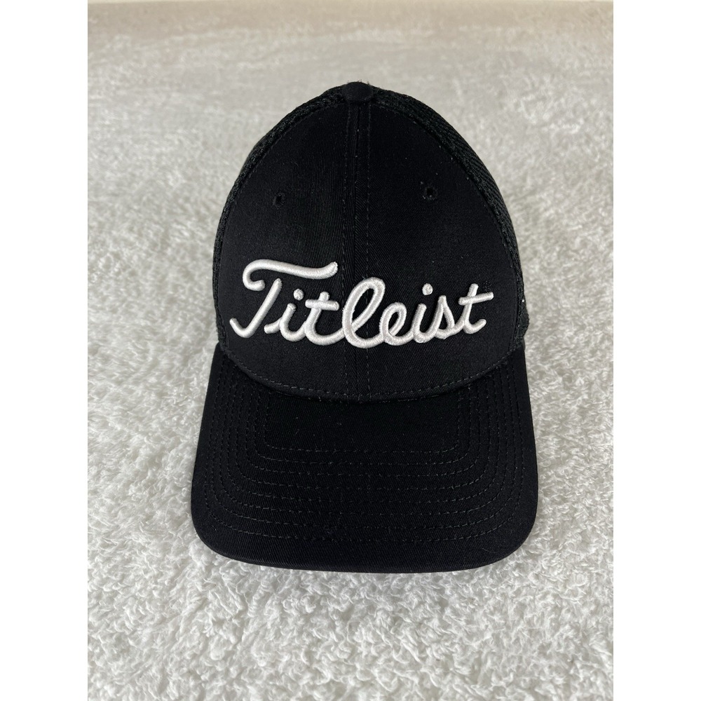 New Era Titleist Footjoy Pro V1 Black Fitted Golf Hat Ball Cap Stretch M/L